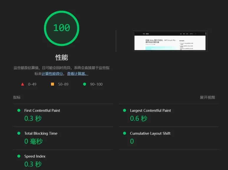 Lighthouse 测试结果