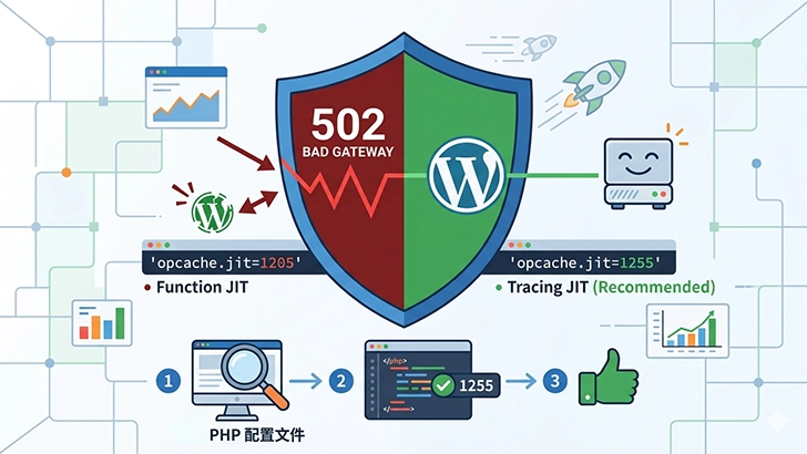宝塔面板升级 PHP 8.4.22 后 WordPress 出现 502 错误的解决方法